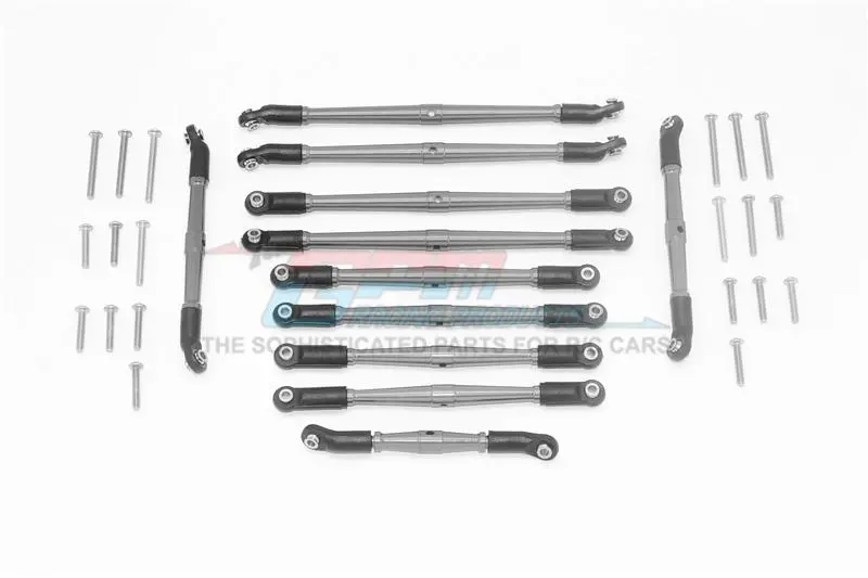 Traxxas Trx-6 Mercedes-Benz G63 (88096-4) Aluminum Adjustable Upper & Lower Suspension Links - 11Pc Set Gray Silver 1