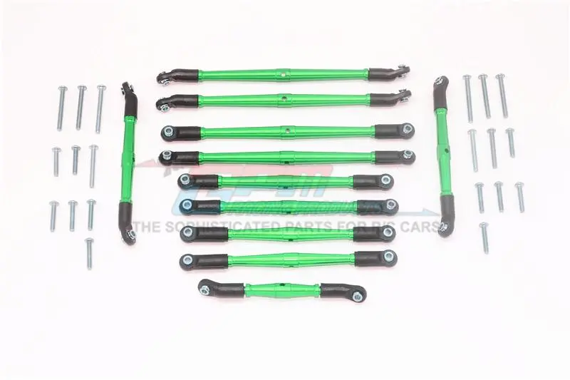 Traxxas Trx-6 Mercedes-Benz G63 (88096-4) Aluminum Adjustable Upper & Lower Suspension Links - 11Pc Set Green 1
