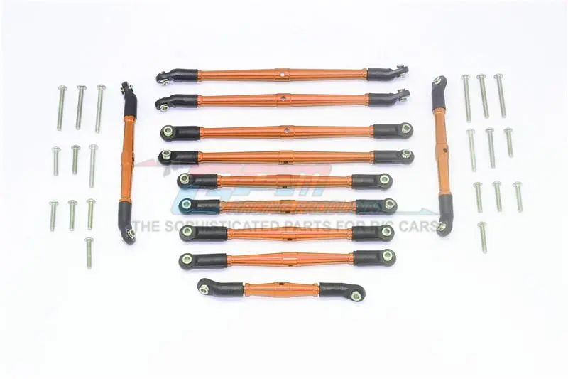 Traxxas Trx-6 Mercedes-Benz G63 (88096-4) Aluminum Adjustable Upper & Lower Suspension Links - 11Pc Set Orange 1