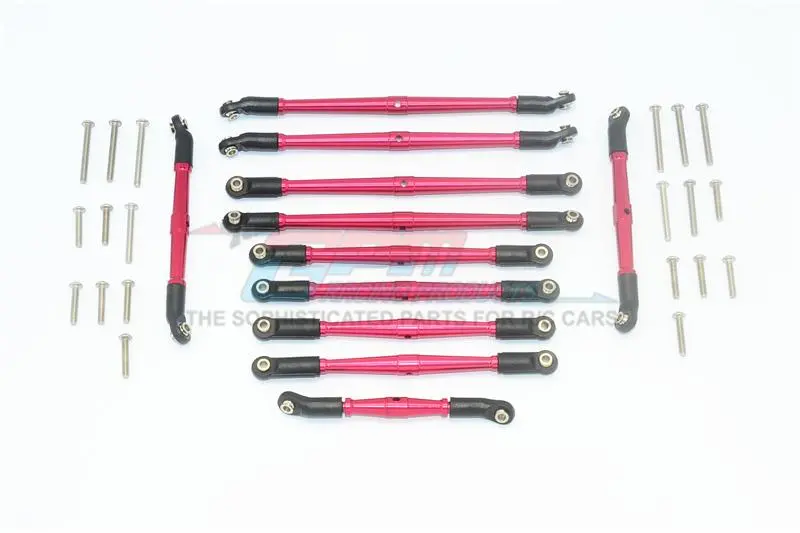 Traxxas Trx-6 Mercedes-Benz G63 (88096-4) Aluminum Adjustable Upper & Lower Suspension Links - 11Pc Set Red 1