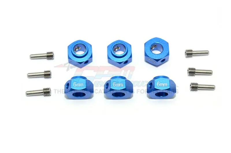 Traxxas Trx-6 Mercedes-Benz G63 (88096-4) Aluminum Hex Adapters 6Mm Thick - 12Pc Set Blue 1