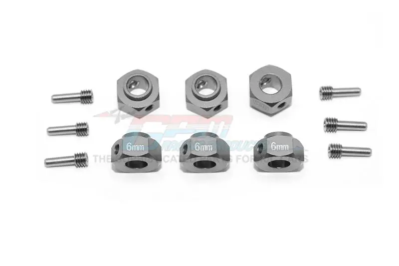 Traxxas Trx-6 Mercedes-Benz G63 (88096-4) Aluminum Hex Adapters 6Mm Thick - 12Pc Set Gray Silver 1