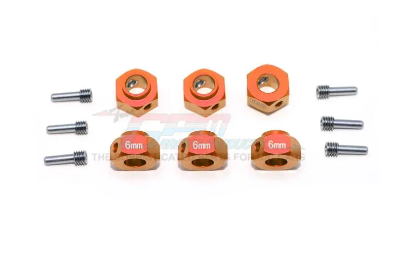 Traxxas Trx-6 Mercedes-Benz G63 (88096-4) Aluminum Hex Adapters 6Mm Thick - 12Pc Set Orange 1