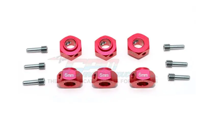 Traxxas Trx-6 Mercedes-Benz G63 (88096-4) Aluminum Hex Adapters 6Mm Thick - 12Pc Set Red 1