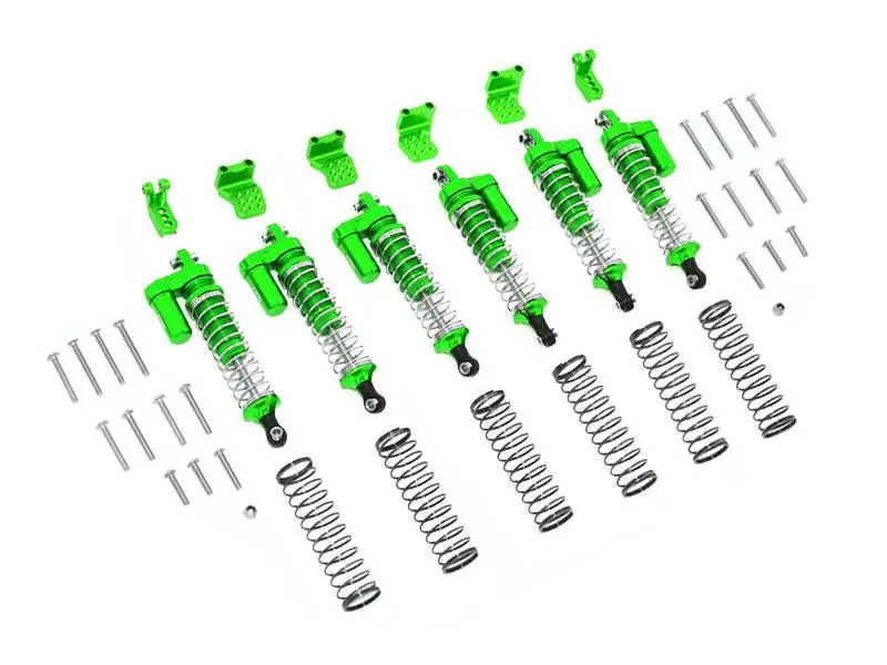 Traxxas Trx-6 Mercedes-Benz G63 (88096-4) Aluminum  L-Shape Piggy Back Spring Dampers 90Mm + Adjustable Damper Mount (Multiple Positioning Holes) - 42Pc Set Green 1