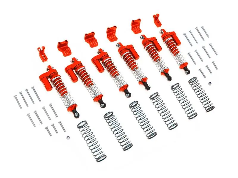 Traxxas Trx-6 Mercedes-Benz G63 (88096-4) Aluminum  L-Shape Piggy Back Spring Dampers 90Mm + Adjustable Damper Mount (Multiple Positioning Holes) - 42Pc Set Orange 1