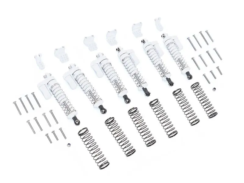 Traxxas Trx-6 Mercedes-Benz G63 (88096-4) Aluminum  L-Shape Piggy Back Spring Dampers 90Mm + Adjustable Damper Mount (Multiple Positioning Holes) - 42Pc Set Silver 1
