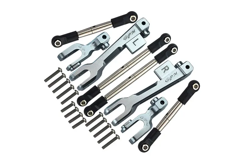 Traxxas Unlimited Desert Racer 4X4 (#85076-4) Aluminum Front & Rear Sway Bar & Stainless Steel Linkage - 8Pc Set Gray Silver 1