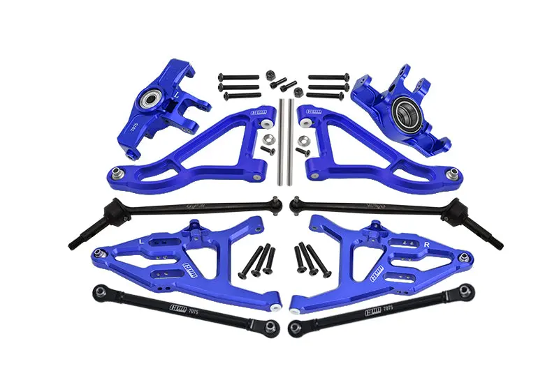 Traxxas Unlimited Desert Racer 4X4 (#85076-4) Aluminum Front Upper & Lower Arms + Knuckle Arms + Harden Steel Cvd Drive Shaft + Sst Turnbuckles - 36Pc Set Blue 1