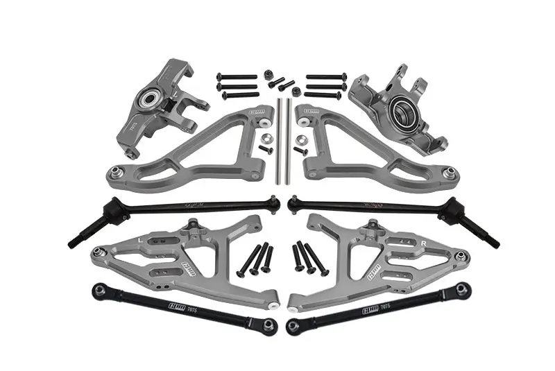 Traxxas Unlimited Desert Racer 4X4 (#85076-4) Aluminum Front Upper & Lower Arms + Knuckle Arms + Harden Steel Cvd Drive Shaft + Sst Turnbuckles - 36Pc Set Gray Silver 1