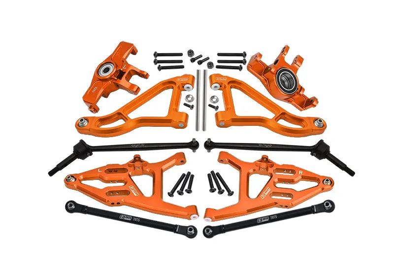 Traxxas Unlimited Desert Racer 4X4 (#85076-4) Aluminum Front Upper & Lower Arms + Knuckle Arms + Harden Steel Cvd Drive Shaft + Sst Turnbuckles - 36Pc Set Orange 1