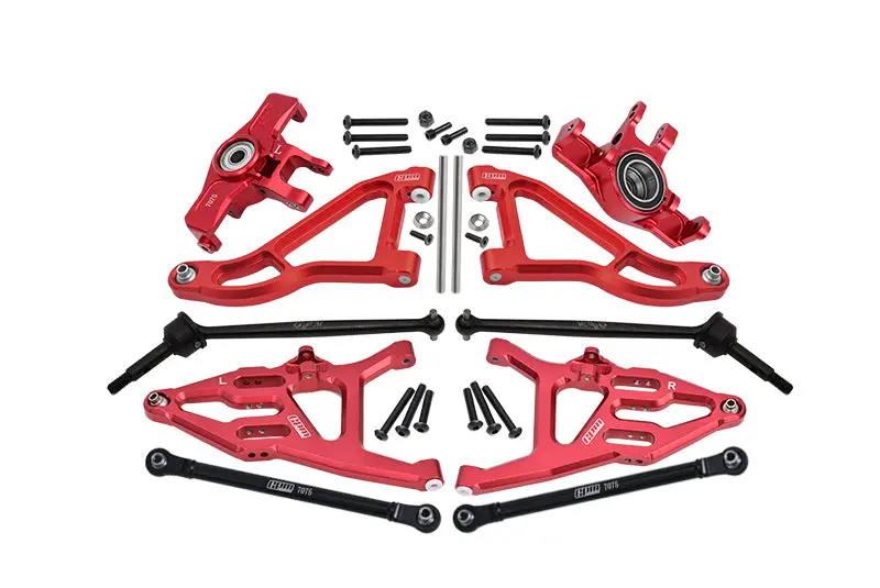 Traxxas Unlimited Desert Racer 4X4 (#85076-4) Aluminum Front Upper & Lower Arms + Knuckle Arms + Harden Steel Cvd Drive Shaft + Sst Turnbuckles - 36Pc Set Red 1