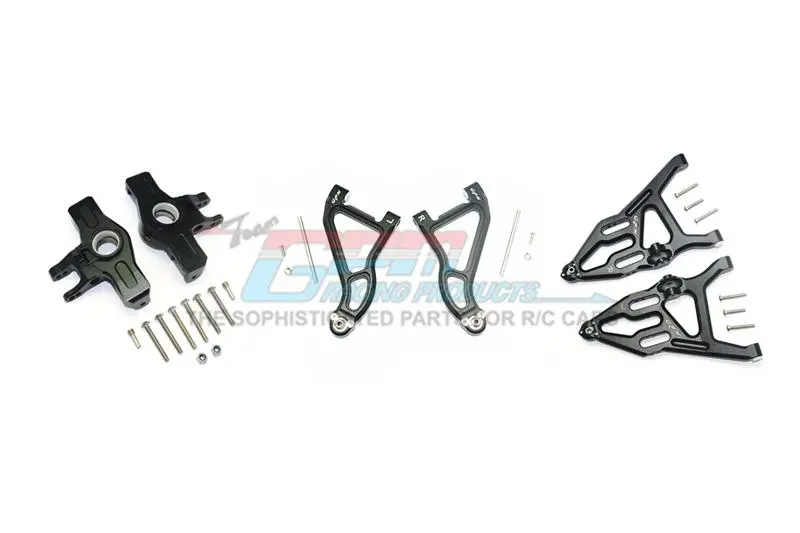 Traxxas Unlimited Desert Racer 4X4 (#85076-4) Aluminum Front Upper & Lower Arms + Knuckle Arms Set - 28Pc Set Black 1