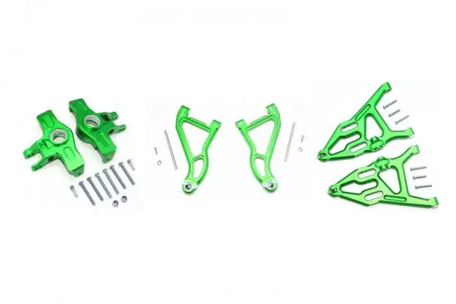 Traxxas Unlimited Desert Racer 4X4 (#85076-4) Aluminum Front Upper & Lower Arms + Knuckle Arms Set - 28Pc Set Green 1