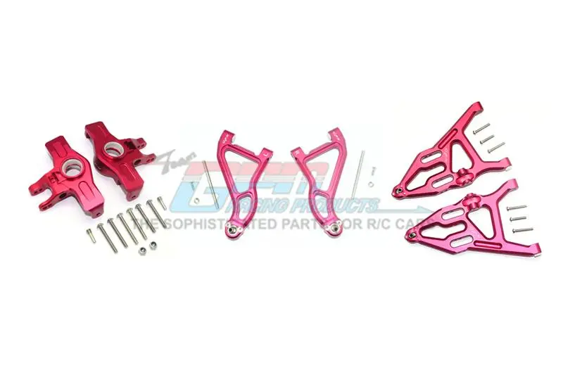 Traxxas Unlimited Desert Racer 4X4 (#85076-4) Aluminum Front Upper & Lower Arms + Knuckle Arms Set - 28Pc Set Red 1