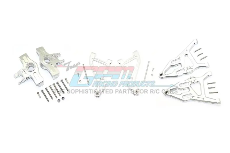 Traxxas Unlimited Desert Racer 4X4 (#85076-4) Aluminum Front Upper & Lower Arms + Knuckle Arms Set - 28Pc Set Silver 1