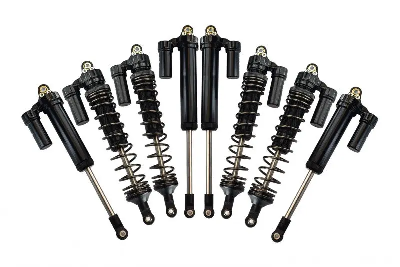 Traxxas Unlimited Desert Racer 4X4 (#85076-4) Aluminum Front+Rear L-Shape Piggy Back Damper - 8Pc Set Black 1