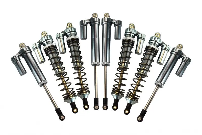 Traxxas Unlimited Desert Racer 4X4 (#85076-4) Aluminum Front+Rear L-Shape Piggy Back Damper - 8Pc Set Gray Silver 1
