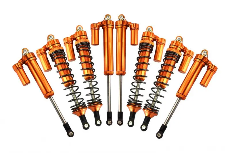 Traxxas Unlimited Desert Racer 4X4 (#85076-4) Aluminum Front+Rear L-Shape Piggy Back Damper - 8Pc Set Orange 1