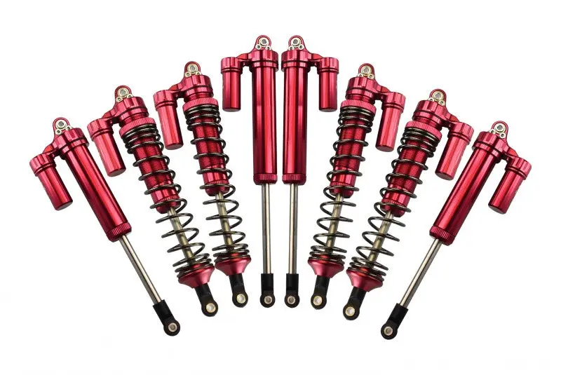 Traxxas Unlimited Desert Racer 4X4 (#85076-4) Aluminum Front+Rear L-Shape Piggy Back Damper - 8Pc Set Red 1