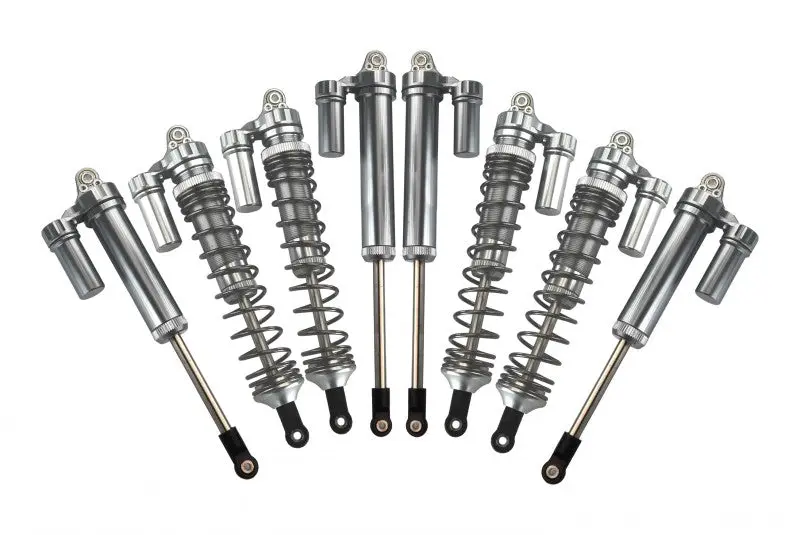 Traxxas Unlimited Desert Racer 4X4 (#85076-4) Aluminum Front+Rear L-Shape Piggy Back Damper - 8Pc Set Silver 1