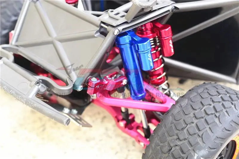 Traxxas Unlimited Desert Racer 4X4 (#85076-4) Aluminum Front+Rear L-Shape Piggy Back Damper - 8Pc Set Silver 2