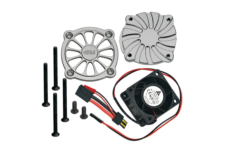 Traxxas Unlimited Desert Racer 4X4 (#85076-4) Aluminum Motor Heatsink With Cooling Fan - 1 Set Gray Silver 1