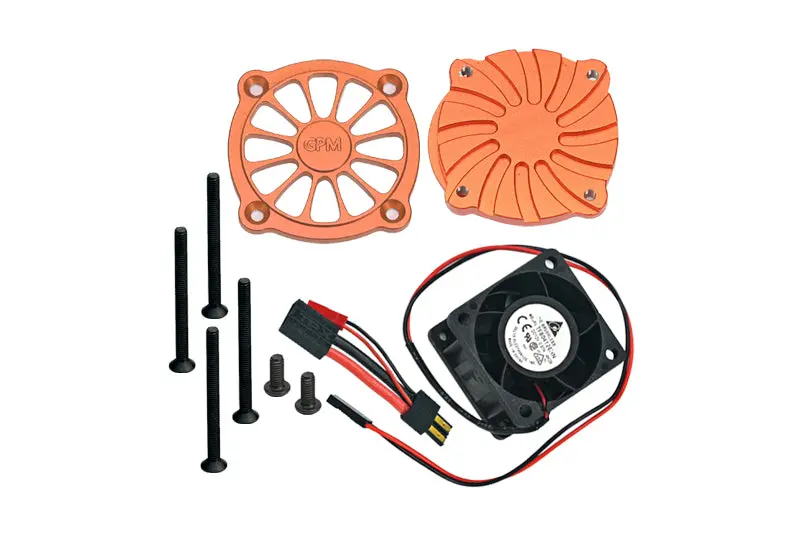 Traxxas Unlimited Desert Racer 4X4 (#85076-4) Aluminum Motor Heatsink With Cooling Fan - 1 Set Orange 1