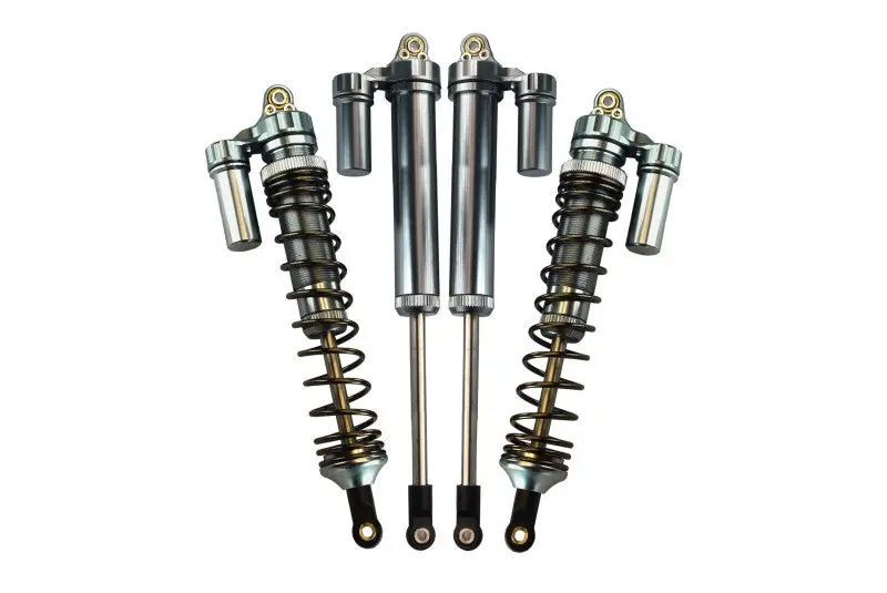 Traxxas Unlimited Desert Racer 4X4 (#85076-4) Aluminum Rear L-Shape Piggy Back Damper - 4Pc Set Gray Silver 1