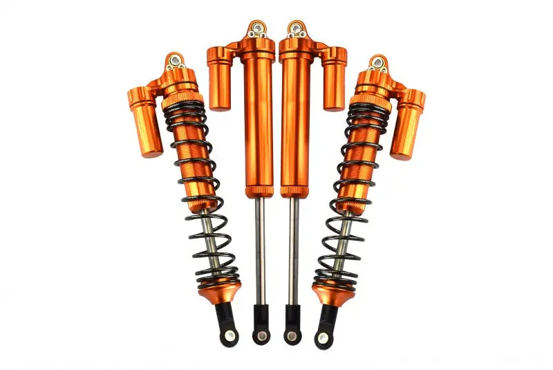Traxxas Unlimited Desert Racer 4X4 (#85076-4) Aluminum Rear L-Shape Piggy Back Damper - 4Pc Set Orange 1
