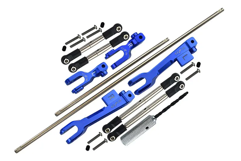 Traxxas Unlimited Desert Racer 4X4 (#85076-4) Spring Steel Front + Rear Sway Bar & Aluminum Sway Bar Arm & Stainless Steel Linkage - 23Pc Set Blue 1