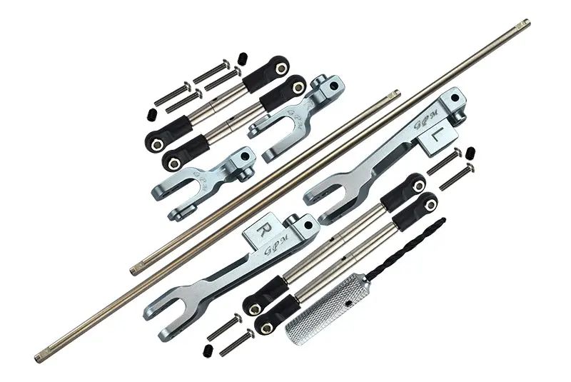Traxxas Unlimited Desert Racer 4X4 (#85076-4) Spring Steel Front + Rear Sway Bar & Aluminum Sway Bar Arm & Stainless Steel Linkage - 23Pc Set Gray Silver 1