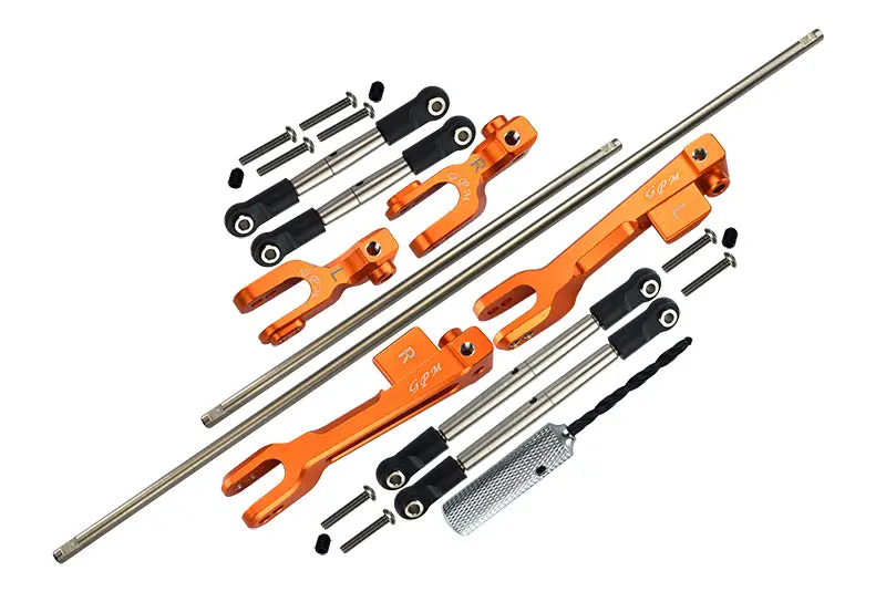 Traxxas Unlimited Desert Racer 4X4 (#85076-4) Spring Steel Front + Rear Sway Bar & Aluminum Sway Bar Arm & Stainless Steel Linkage - 23Pc Set Orange 1