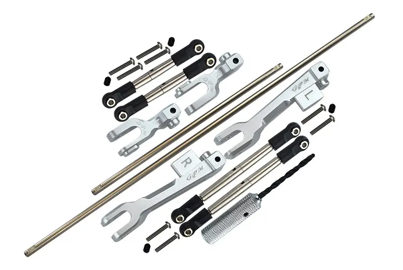 Traxxas Unlimited Desert Racer 4X4 (#85076-4) Spring Steel Front + Rear Sway Bar & Aluminum Sway Bar Arm & Stainless Steel Linkage - 23Pc Set Silver 1