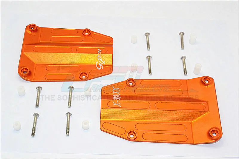 Traxxas X-Maxx 4X4 Aluminum Centre Skid Plate - 2Pcs Set Orange 1