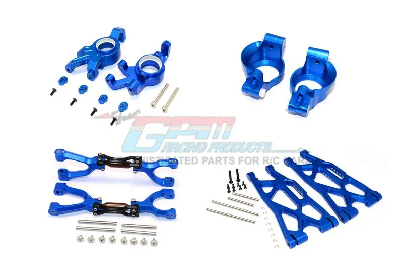 Traxxas X-Maxx 4X4 Aluminum Front Upper + Lower Arms + C Hubs + Kncukle Arms Set - 52Pc Set Blue 1