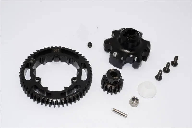Traxxas X-Maxx 4X4 Aluminum Gear Adapter + Steel Spur Gear 53T + Motor Gear 15T - 1 Set Black 1