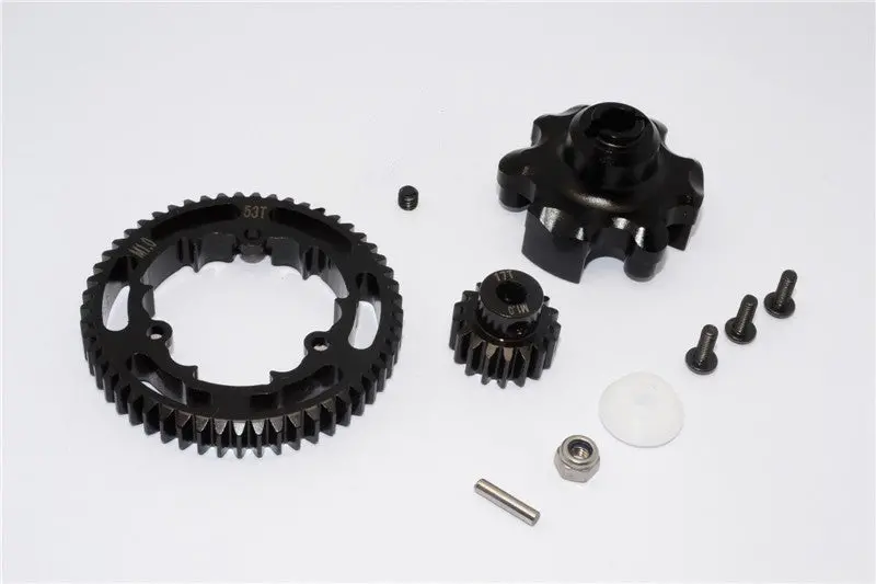 Traxxas X-Maxx 4X4 Aluminum Gear Adapter + Steel Spur Gear 53T + Motor Gear 17T - 1 Set Black 1