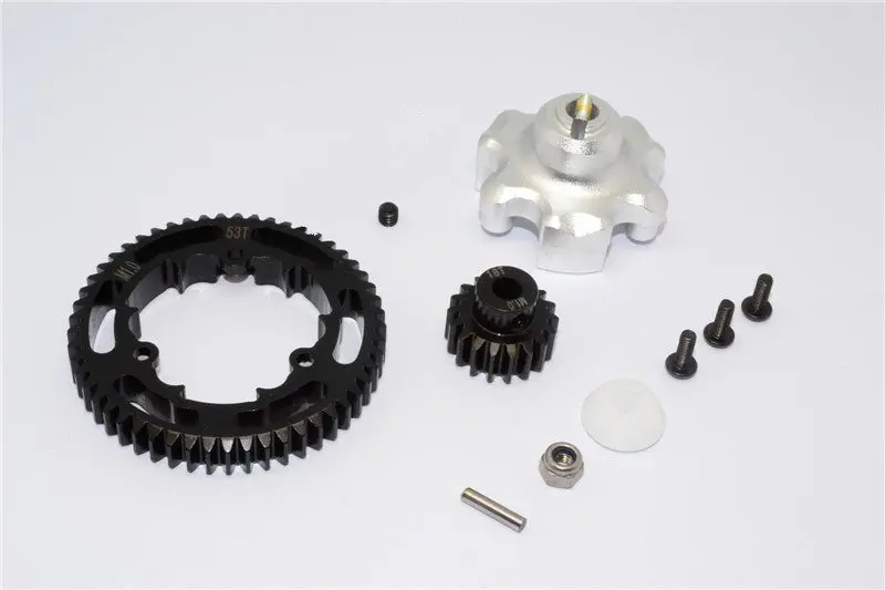 Traxxas X-Maxx 4X4 Aluminum Gear Adapter + Steel Spur Gear 53T + Motor Gear 18T - 1 Set Silver 1