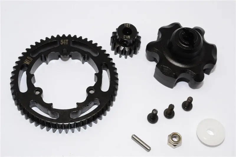 Traxxas X-Maxx 4X4 Aluminum Gear Adapter + Steel Spur Gear 54T + Motor Gear 15T - 1 Set Black 1