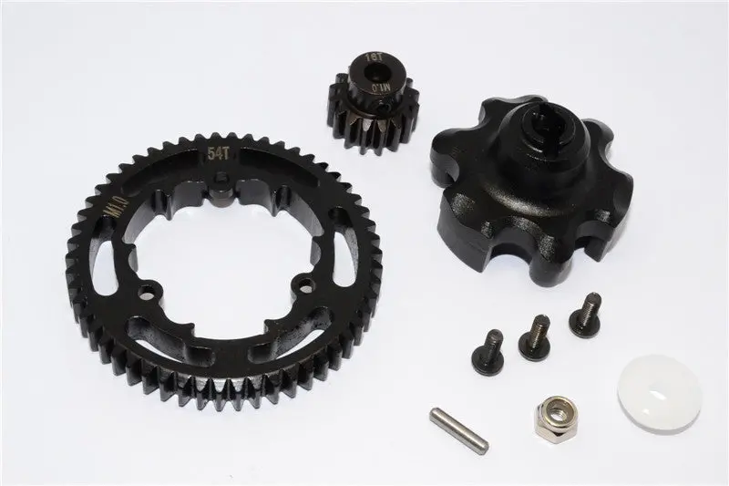 Traxxas X-Maxx 4X4 Aluminum Gear Adapter + Steel Spur Gear 54T + Motor Gear 16T - 1 Set Black 1