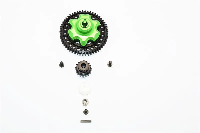 Traxxas X-Maxx 4X4 Aluminum Gear Adapter + Steel Spur Gear 54T + Motor Gear 16T - 1 Set Green 1
