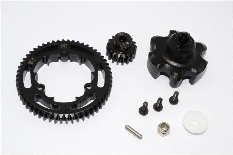 Traxxas X-Maxx 4X4 Aluminum Gear Adapter + Steel Spur Gear 54T + Motor Gear 17T - 1 Set Black 1