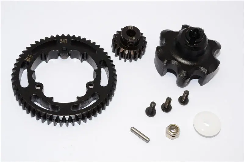 Traxxas X-Maxx 4X4 Aluminum Gear Adapter + Steel Spur Gear 54T + Motor Gear 18T - 1 Set Black 1
