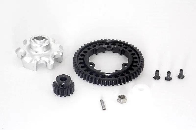 Traxxas X-Maxx 4X4 Aluminum Gear Adapter + Steel Spur Gear 55T + Motor Gear 15T - 1 Set Silver 1