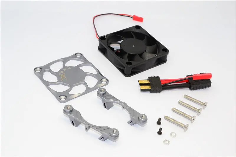 Traxxas X-Maxx 4X4 Aluminum Motor Heatsink With Cooling Fan - 1 Set Gray Silver 1