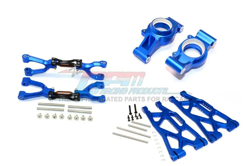 Traxxas X-Maxx 4X4 Aluminum Rear Upper + Lower Arms + Knuckle Arms Set - 40Pc Set Blue 1
