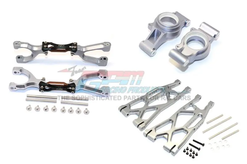 Traxxas X-Maxx 4X4 Aluminum Rear Upper + Lower Arms + Knuckle Arms Set - 40Pc Set Gray Silver 1