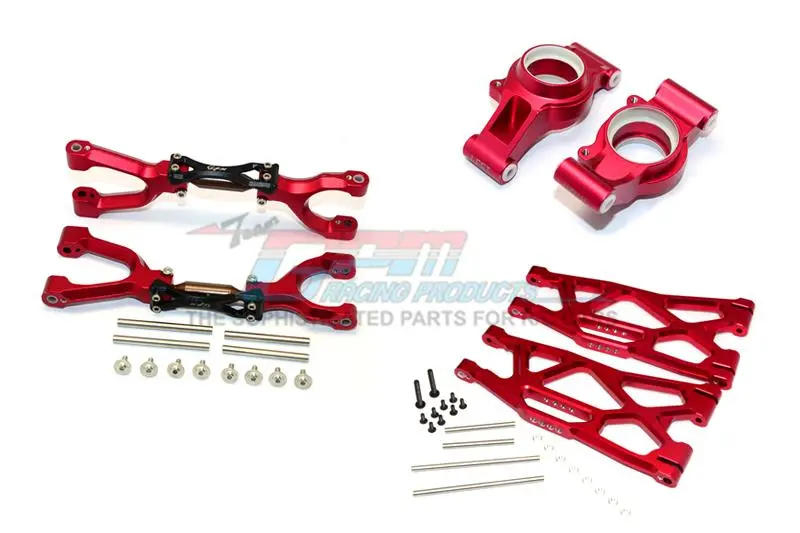 Traxxas X-Maxx 4X4 Aluminum Rear Upper + Lower Arms + Knuckle Arms Set - 40Pc Set Red 1