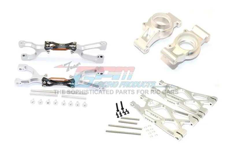 Traxxas X-Maxx 4X4 Aluminum Rear Upper + Lower Arms + Knuckle Arms Set - 40Pc Set Silver 1